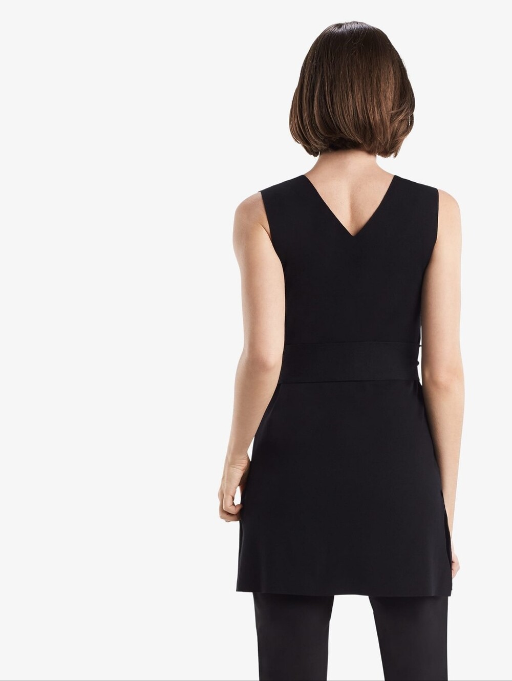 MM Lafleur Linette Top Black Knit Belted Sleeveless Sweater Sz S Business Casual - Picture 2 of 11